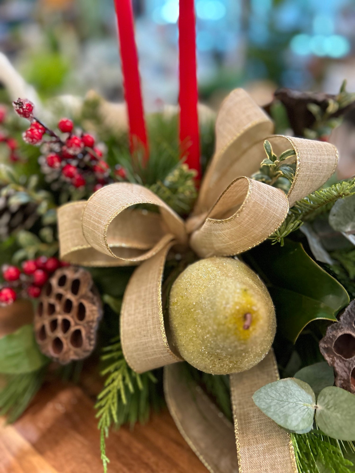 Winter’s Bounty Fresh Centrepiece with Candles