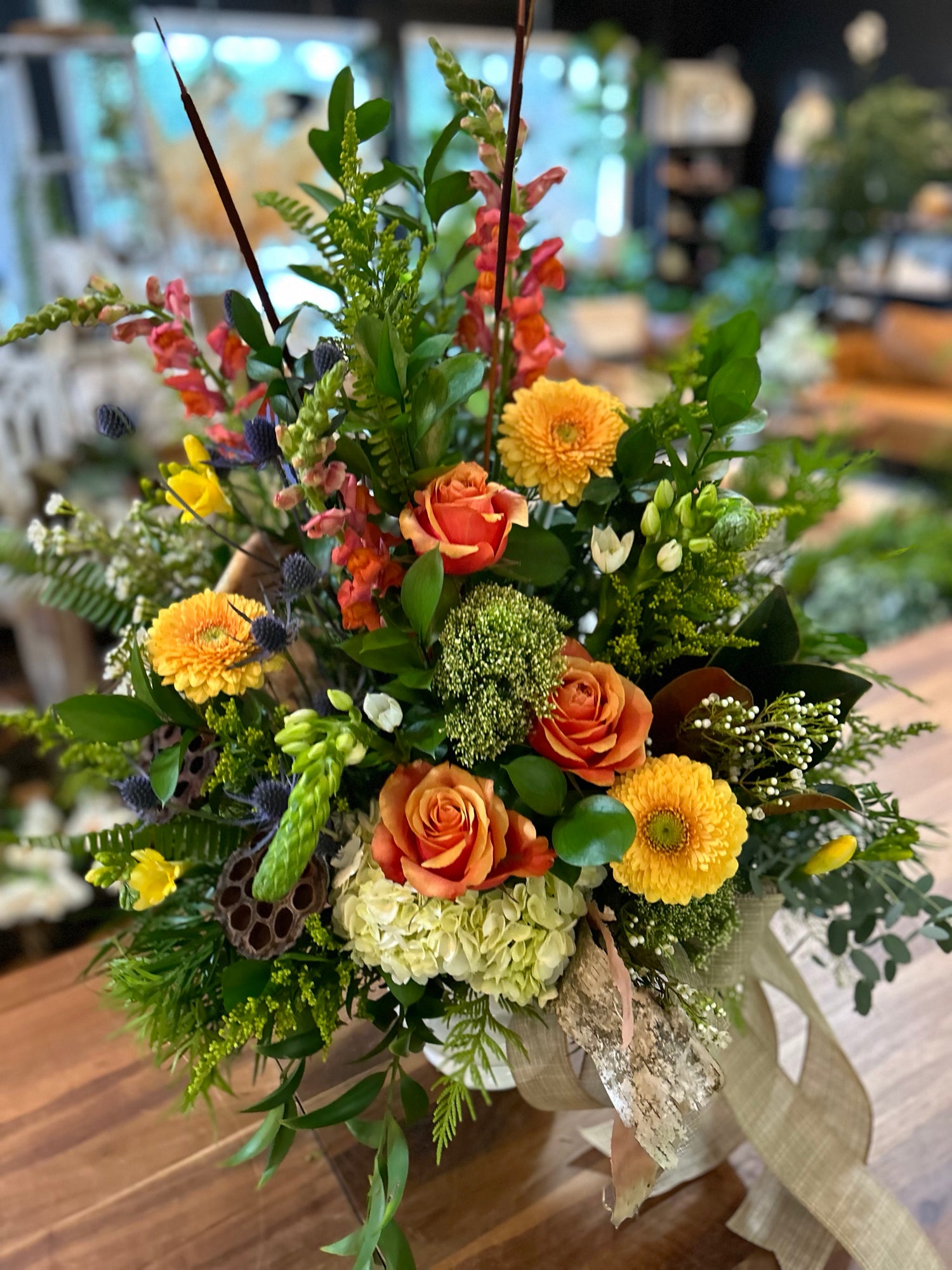 Warm and Rustic Tribute Arrangement