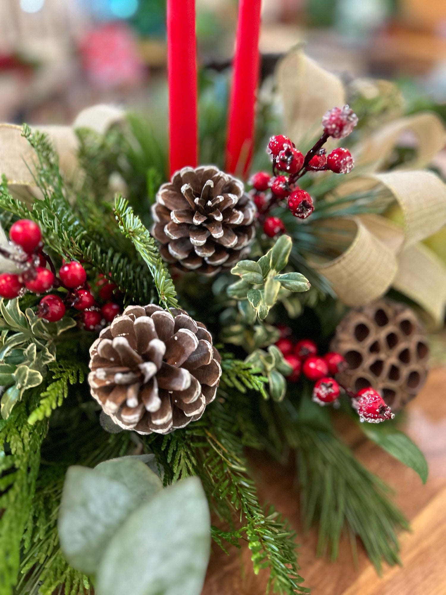 Winter’s Bounty Fresh Centrepiece with Candles