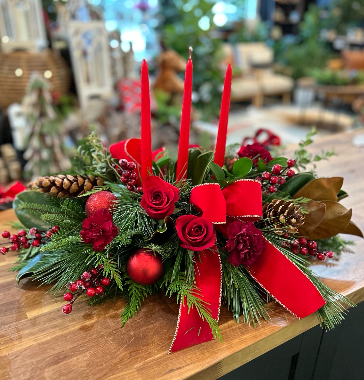 Crimson Candlelight Centrepiece