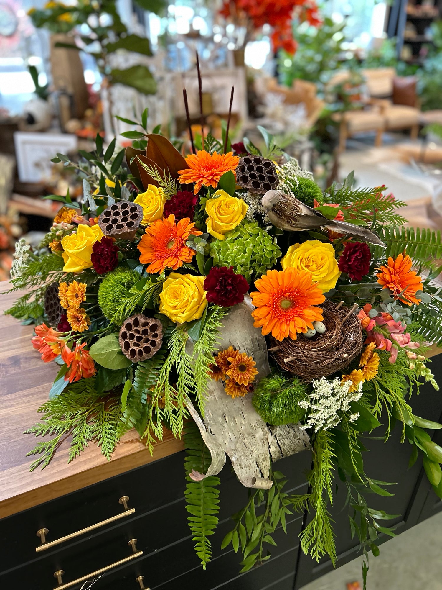 Warm Fall Shades Casket Spray