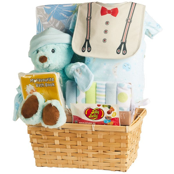 Hello Baby Boy Gift Basket