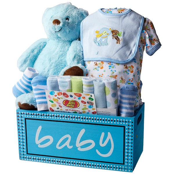 Baby Boy Keepsake Wooden Box gift basket