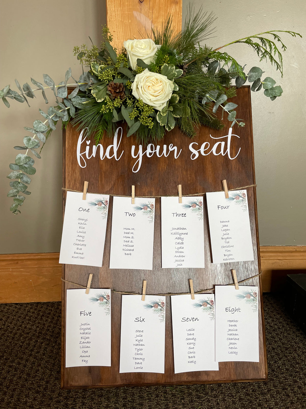 WEDDING: Signing Table, Welcome Sign, Seating Chart, Bar arrangements, Cake Florals