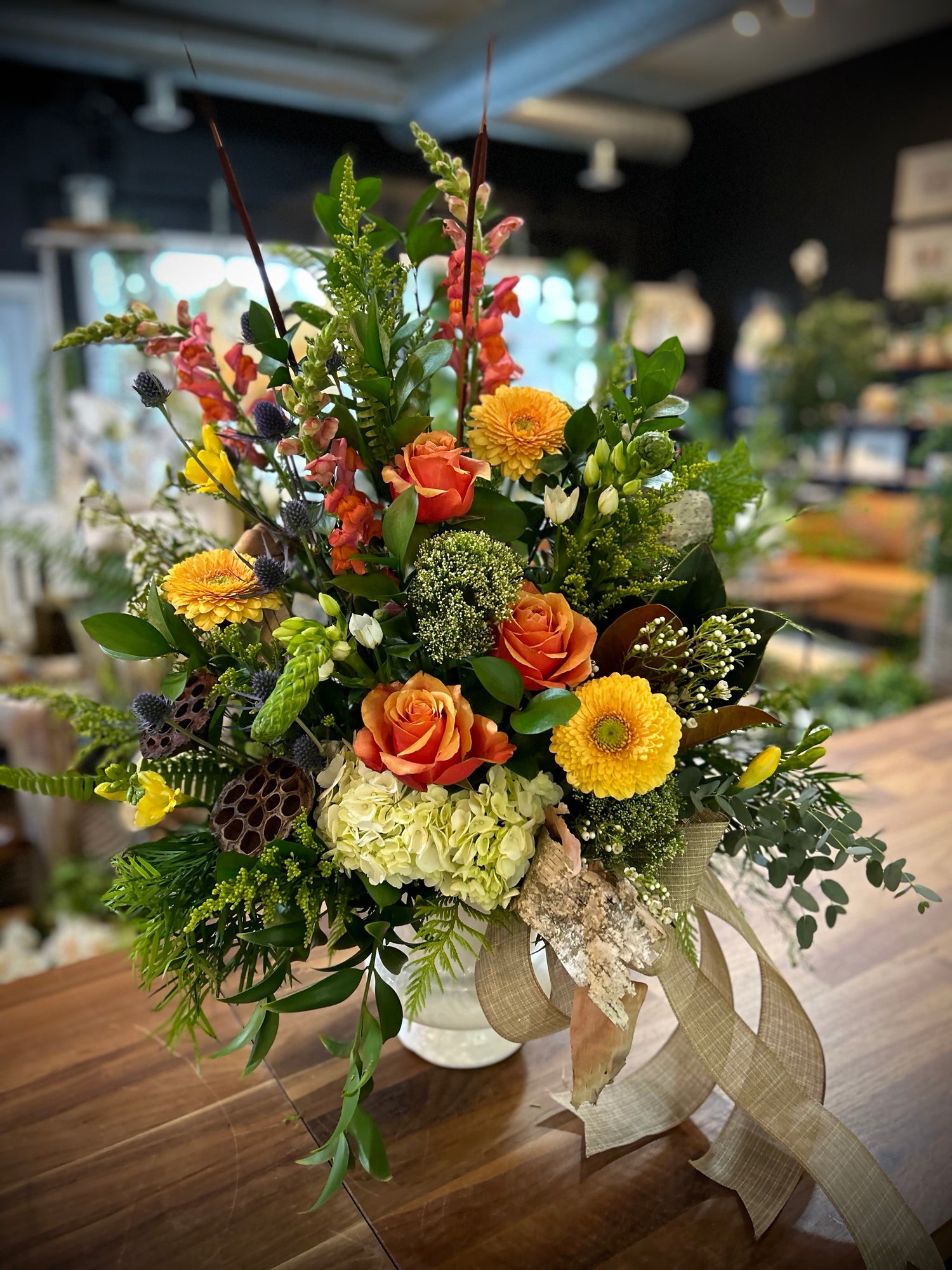 Warm and Rustic Tribute Arrangement