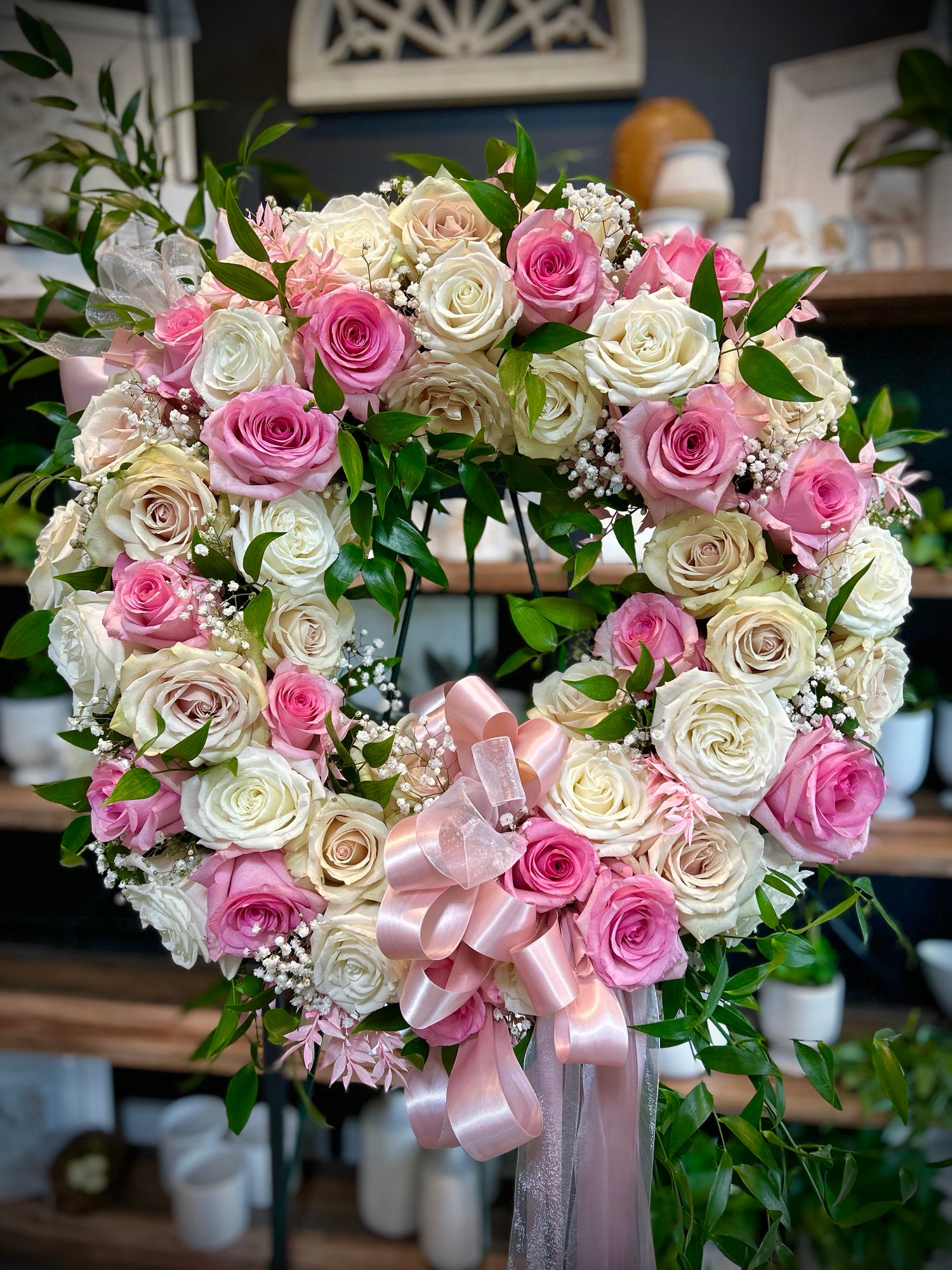 Circle of Life Wreath in pinks and whites